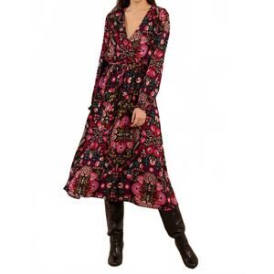 Molly Bracken Floral Long Sleeve Dress - Black and Pink NWT